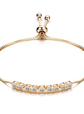 新款厂家欧美跨境ins时尚简约4.5MM单排镶锆铜个性可调节手链