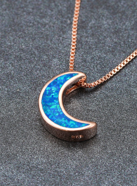 欧泊轻奢甜美风月亮项链新品