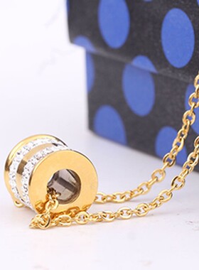 新款厂家 欧美创意ins女个性时尚金色双排镶钻钛钢项链锁骨链