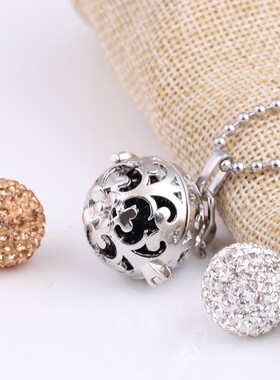 新款韩版ins个性创意水钻球形铃铛项链时尚彩球三色可选钛钢项链