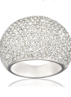 新款欧美跨境热卖风圆柱满钻镶锆石麻点大气时尚个性戒指饰品指环