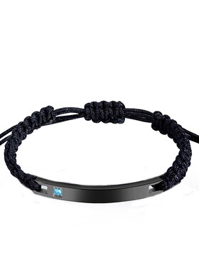 新款跨境欧美亚马逊热卖简约HerKingHerQueen镶钻7MM情侣编制手链