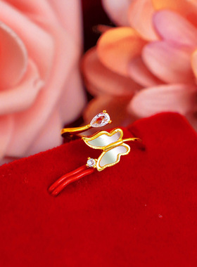 日韩风蝴蝶现货开口戒指网红同款