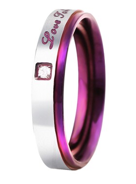 新款欧美ins情侣戒指 网红个性紫色镶钻钛钢情侣对戒情人节礼物