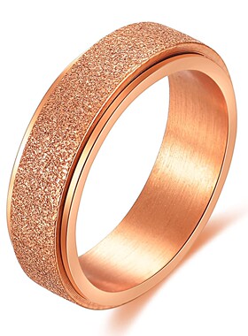 新款欧美不锈钢磨砂可旋转动戒指多色简约百搭6MM不锈钢解压戒指