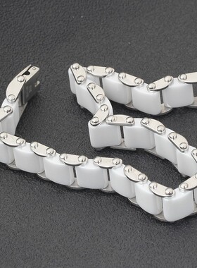 新款跨境欧美个性百搭时尚8MM陶瓷黑白简约不锈钢钨钢手链男热卖