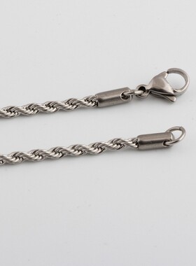 新款厂家时尚简约嘻哈说唱潮男2MM不锈钢麻花链条项链锁骨链