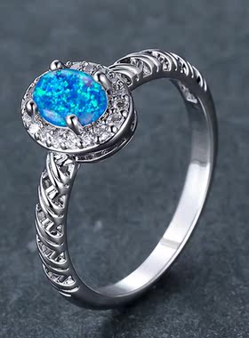 新款跨境shine爆款 金色椭圆形白澳宝边白钻编织麻绳复古戒指时尚