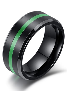 新款亚马逊ins热卖欧美时尚光面四色8mm滴胶钛钢戒指时尚戒指饰品