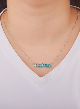 新款Opal澳宝母亲节日系列锁骨链蓝色MAMA 妈妈吊坠澳宝项链