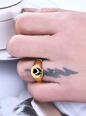 新款创意不锈钢12MM 22MM圆形光面激光个性双手爱心戒指情侣指环