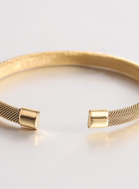 新款欧美个性简约时尚钛钢7MM网状C形手镯 弹性不锈钢潮人手环女