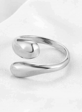 新款欧美跨境17MM个性戒指不锈钢不规则光面几何开口钛钢指环