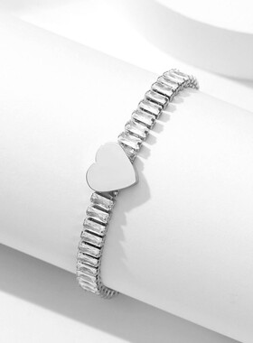 新款INS饰品不锈钢手链锆石搭配桃心时尚简约轻奢设计感小众饰品