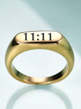 新款厂家 欧美ins简约11:11椭圆戒指简约轻奢不锈钢18K金指环饰品