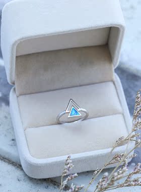 新款美版ins简约小清新三角形澳宝戒指指环个性时尚手饰跨境