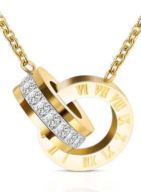 新款厂家 欧美13MM气质简约罗马数字钛钢项链18K金不锈钢百搭项链