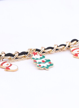 新款欧美跨境圣诞手链 时尚个性雪花圣诞树合金滴油手链热卖