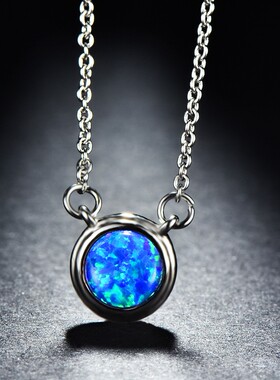 新款跨境可爱风玫瑰金蓝澳宝圈圈吊坠项链女网红配饰设计感锁骨链