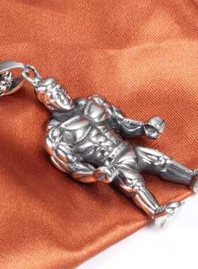 新款欧美流行钛钢健身风模特肌肉男奥赛健身潮男吊坠复古不锈钢