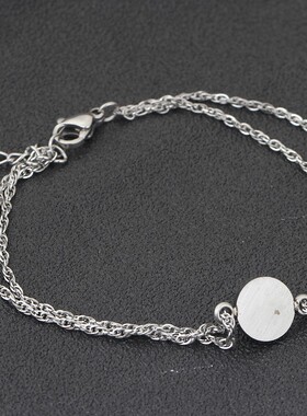 新款亚马逊 10MM简约白圆形陶瓷小清新时尚百搭手链钛钢手链