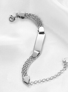 新款欧美跨境不锈钢8MM网状爱心18K金手链男女儿童手环不锈钢手链