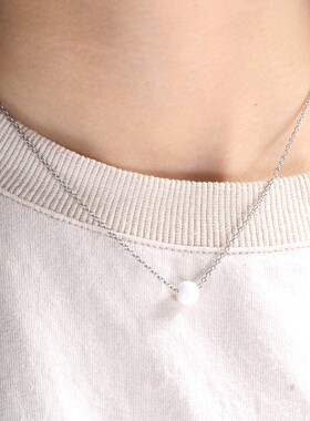 新款欧美热卖简约个性6MM立体黑白陶瓷圆球吊坠百搭锁骨链项链女