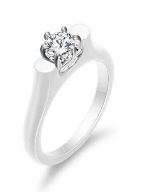 新款欧美跨境热卖简约复古2MM陶瓷钛钢镶锆戒指情侣对戒时尚百搭