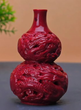 高含量朱砂紫金砂盘龙葫芦摆件手把件家居办公室桌面客厅装饰