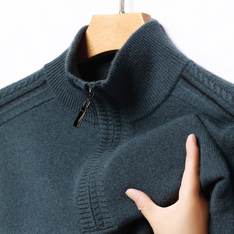 新款冬季半高拉链领加厚男装羊绒衫中年休闲针织羊毛衫男内搭毛衣,淘宝优惠券,粉丝福利购,淘宝优惠卷