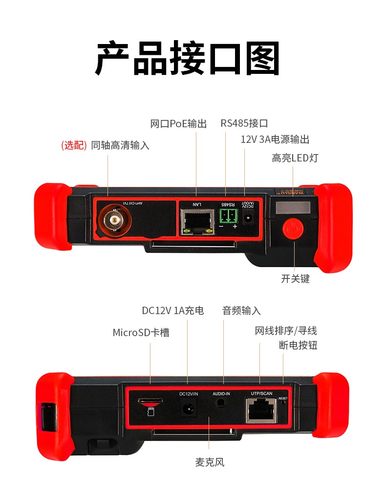 网络摄像机工程宝IPC1900/1910视频监控测试仪8K测试网线TDR带POE-图1