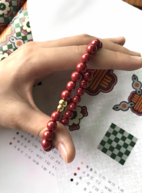 古法银葫芦朱砂手链天然紫金砂帝王红砂手串生日礼物送女友闺蜜