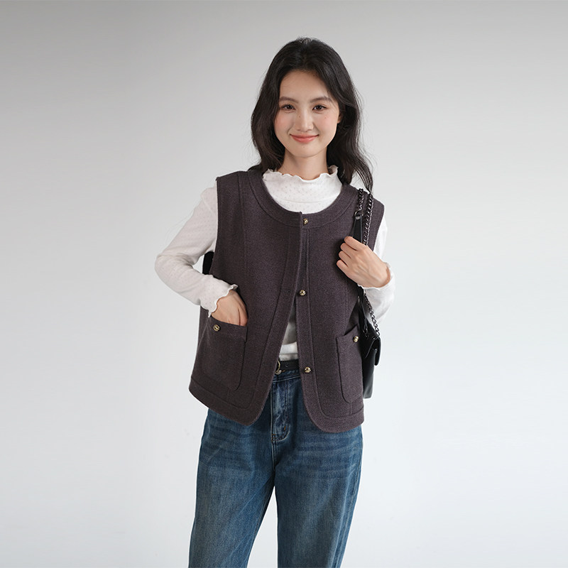 蓝若水大码女装复古小香风毛呢马甲外套春装新款宽松外穿坎肩上衣,淘宝优惠券,粉丝福利购,淘宝优惠卷