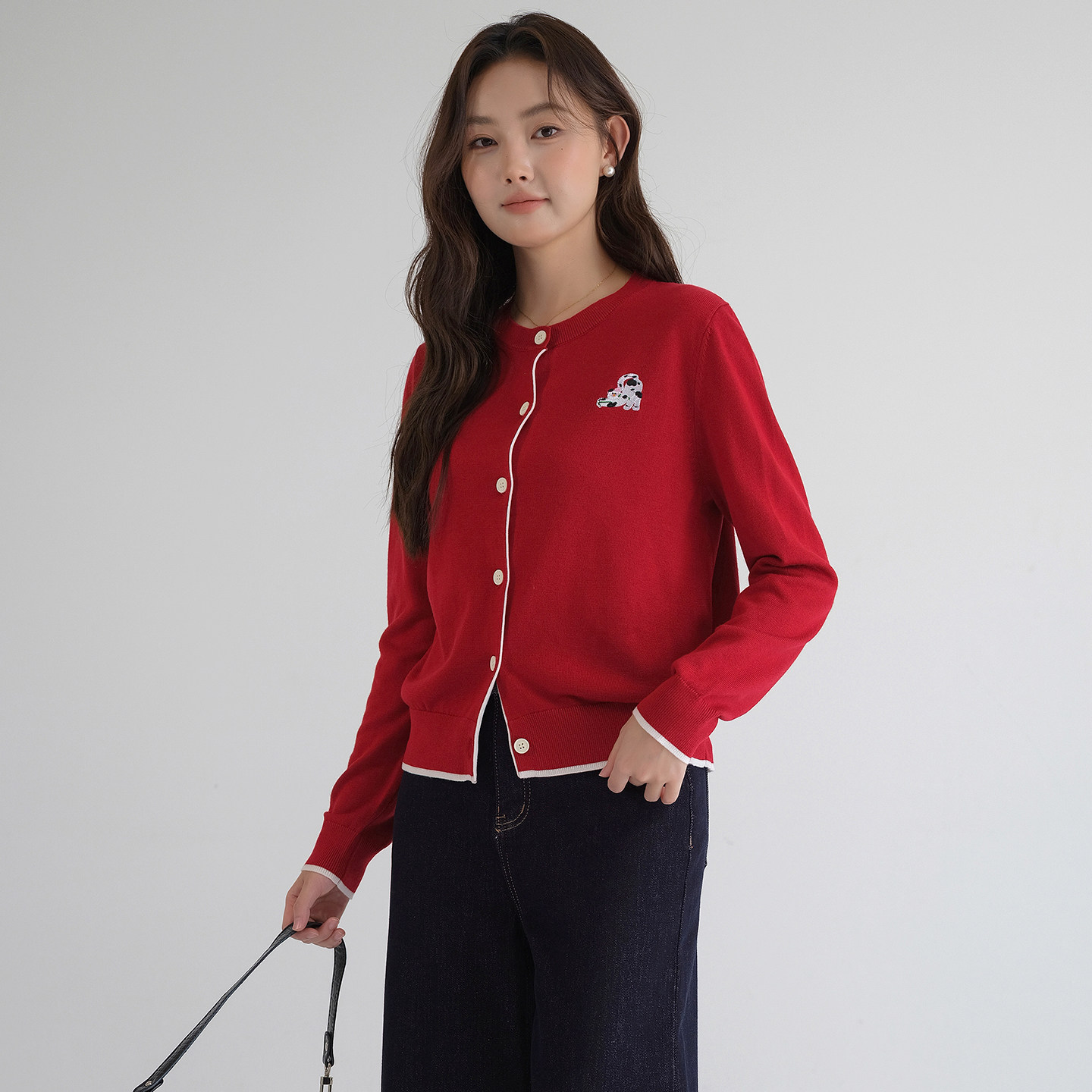 蓝若水大码女装2026春装新款复古红刺绣针织毛衣软糯洋气百搭外套,淘宝优惠券,粉丝福利购,淘宝优惠卷