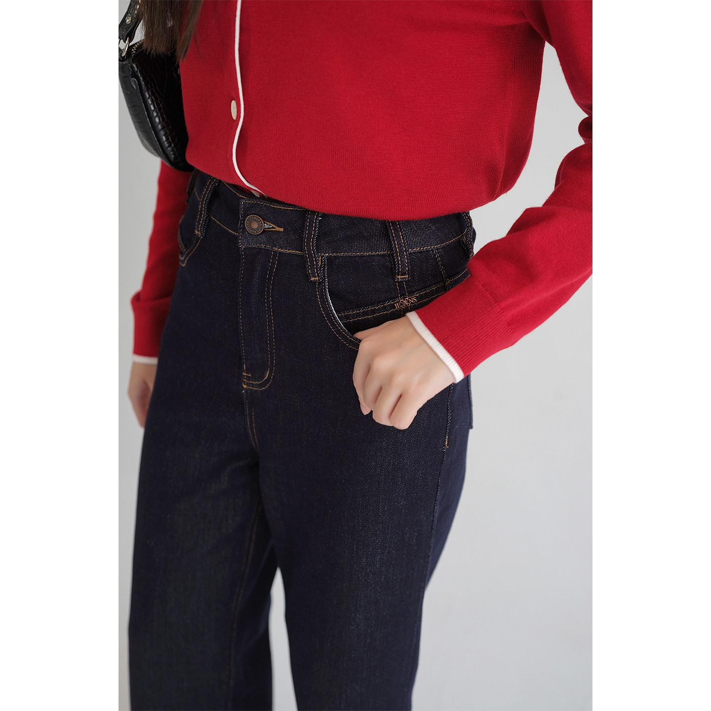 【莱赛尔复古明线牛仔裤】蓝若水大码2026春装新款窄版高腰直筒裤,淘宝优惠券,粉丝福利购,淘宝优惠卷