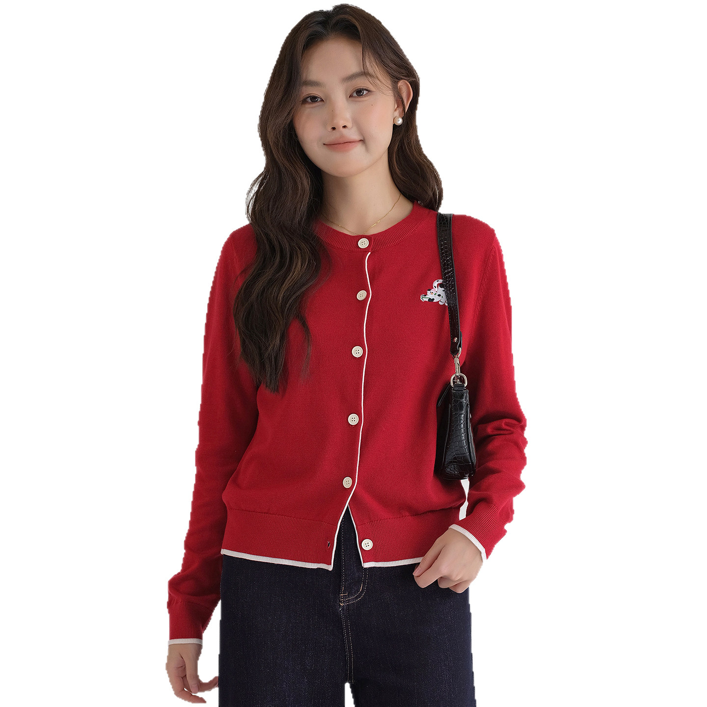 蓝若水大码女装2026春装新款复古红刺绣针织毛衣软糯洋气百搭外套,淘宝优惠券,粉丝福利购,淘宝优惠卷