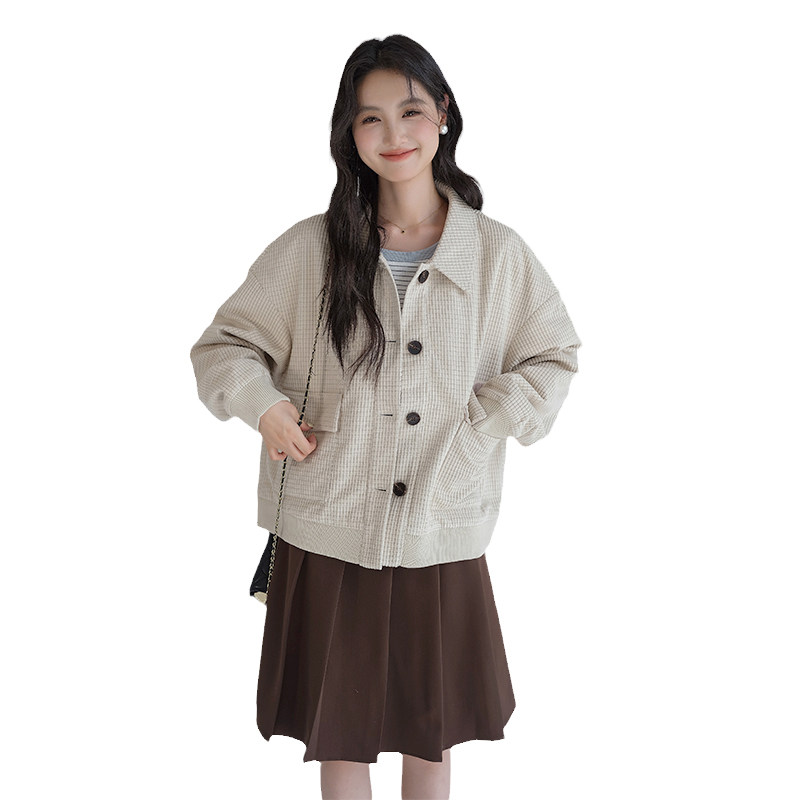 蓝若水大码女装华夫格加棉保暖外套胖mm冬季新款休闲工装翻领上衣,淘宝优惠券,粉丝福利购,淘宝优惠卷