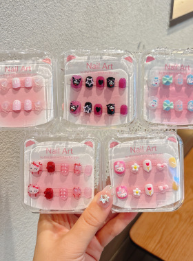 儿童手工美甲穿戴甲立体精致卡通女孩美甲贴萌套装指甲贴无毒无味