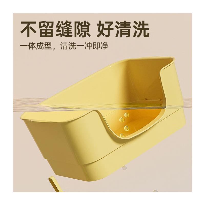 YWZR猫砂盆大号防外溅猫厕所清洁加高开放式一体式加厚超大号猫砂 - 图3
