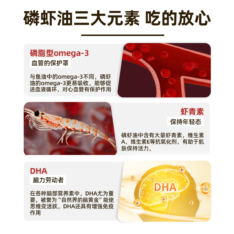 【香港直邮】旭福美磷虾油南极深海鱼油虾青素软胶囊500mg80粒