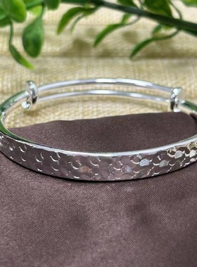 碎碎冰银手镯女纯银年轻款手环