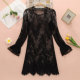 2026 Spring New Style Lace Bottoming Top Women's Long Sleeve Spring and Autumn Women's Interior Style Mesh Mid-Length Top