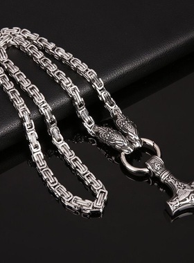粗古巴链钛钢霸气帝王项链吊坠