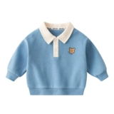 Детский хлопковый осенний весенний свитшот для мальчиков, воротник поло, в западном стиле