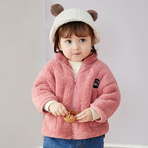Детская коралловая бархатная куртка, детский пуховик, бархатный комбинезон для новорожденных, увеличенная толщина, детская одежда