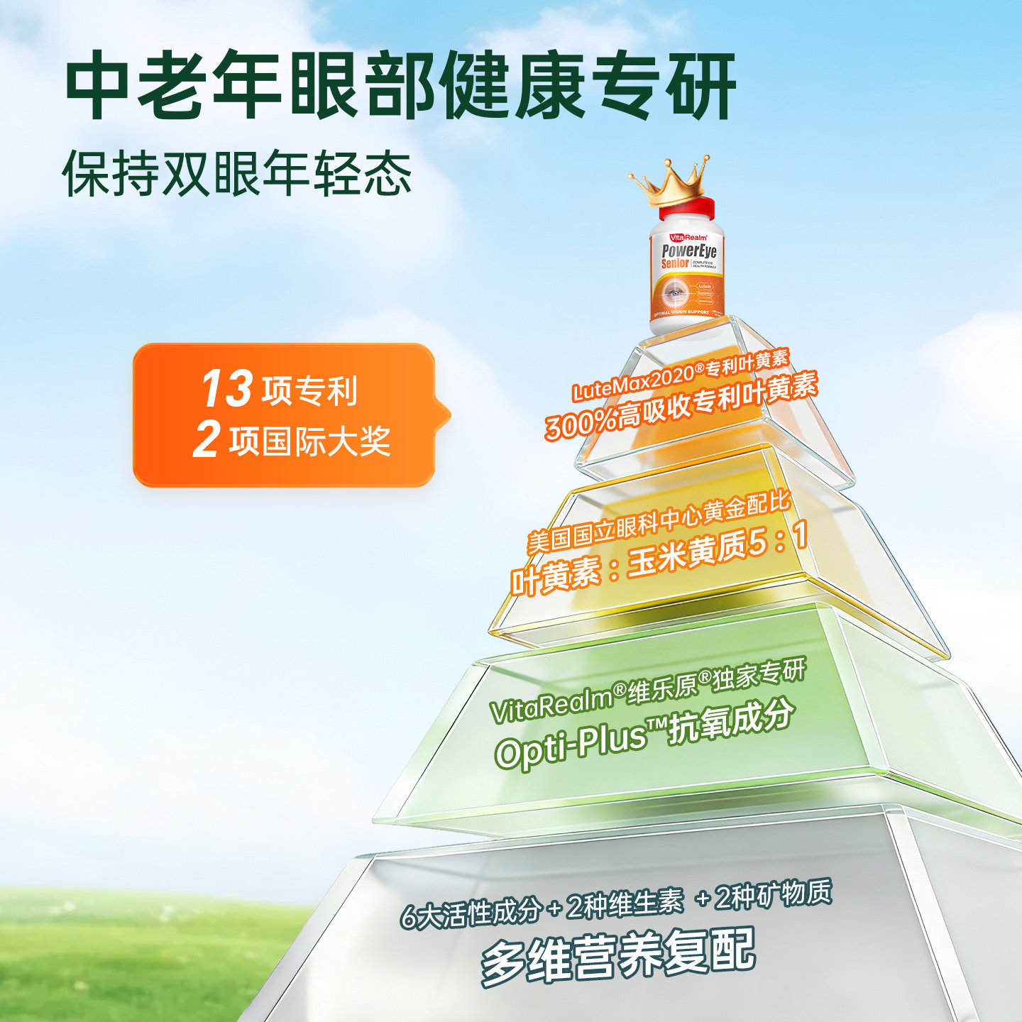 维乐原叶黄素中老年成人专用美国专利护眼缓解青光白内视网老化