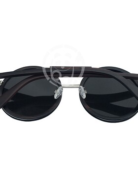 墨镜黑檀木圆形框复古风太阳眼镜