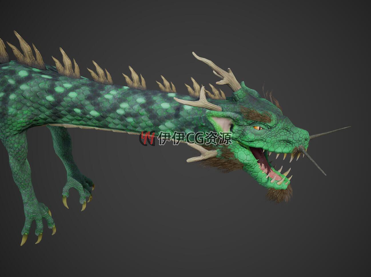 PBR中国龙3d模型生肖龙青龙带动作15套动画骨骼绑定FBX飞龙3dmax