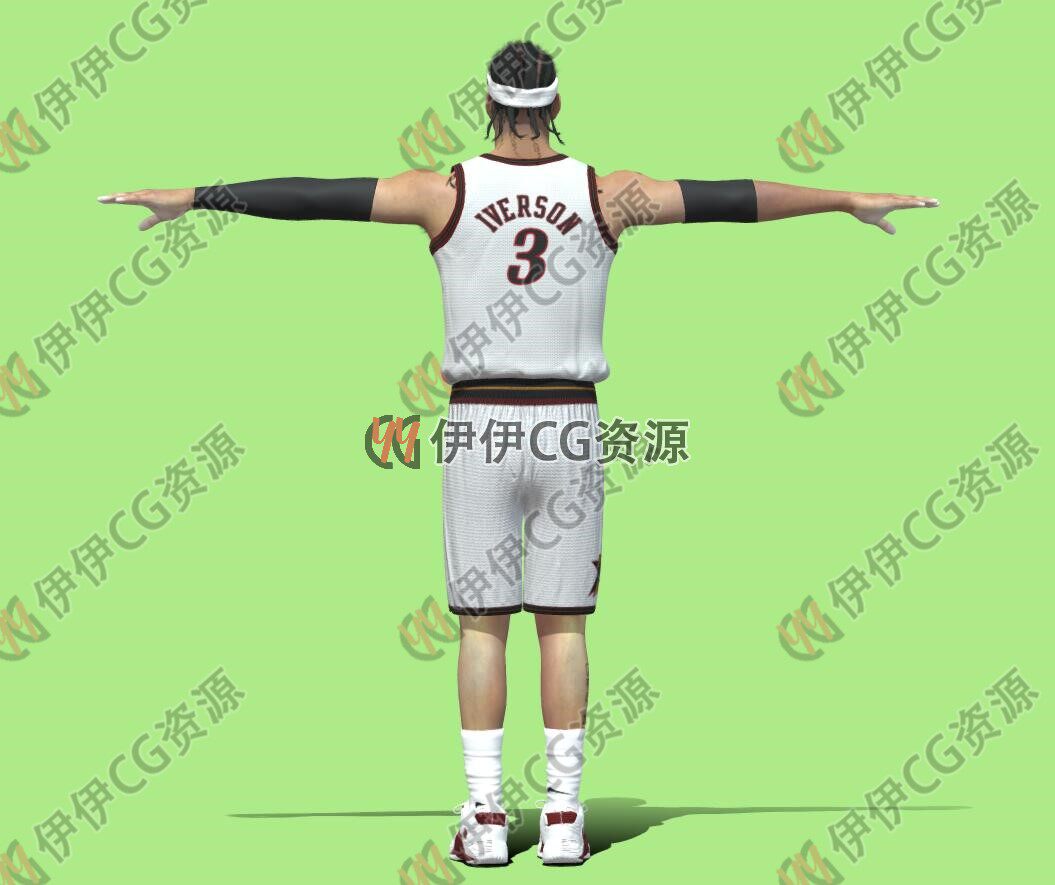 3D模型素材3Dmax篮球运动员NBA球星76人队阿伦艾弗森AllenIverson