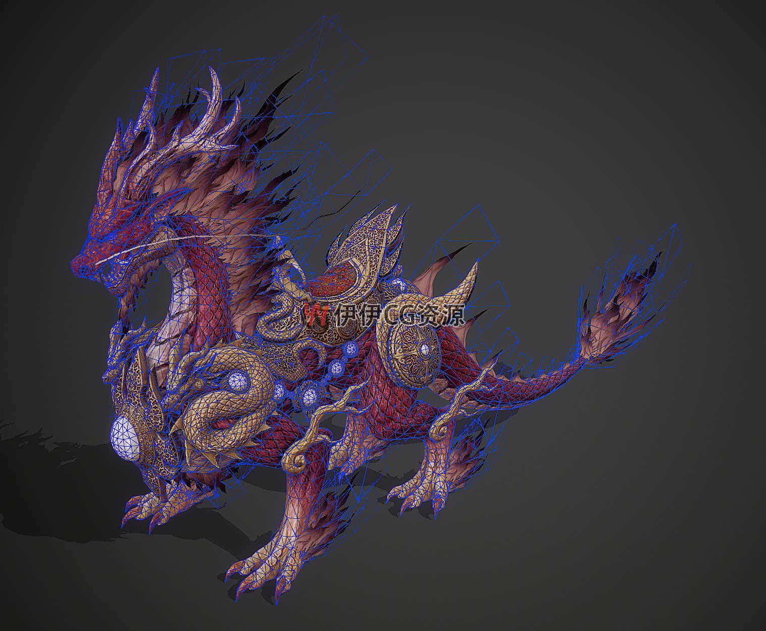 3D模型3Dmax次世代FBX麒麟年兽坐骑动画神兽除夕BOSS魔宠神话奇幻
